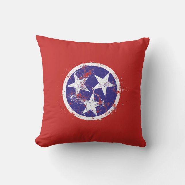 Distressed State Flag Of Tennessee Throw Pillow (Front)