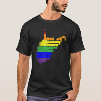 Distressed State of West Virginia LGBT Rainbow Gay T-Shirt