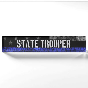 Distressed State Trooper Police Flag Nameplate