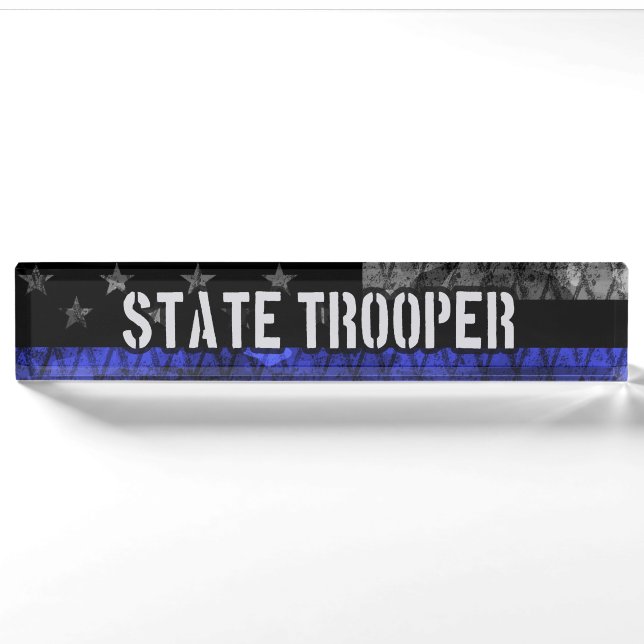 Distressed State Trooper Police Flag Nameplate (Front)