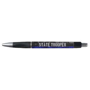Distressed State Trooper Police Flag Pen