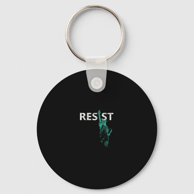 Distressed Statue Of Liberty Resist  Keychain (Front)