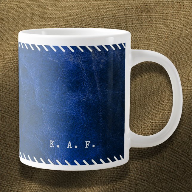 Distressed Stitched Blue Leather Look Archivist Large Coffee Mug (Creator Uploaded)