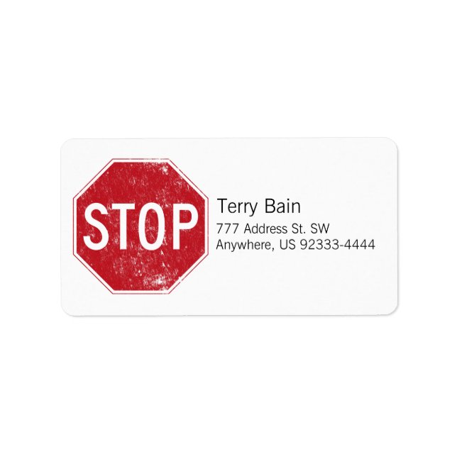 Distressed Stop Sign Label (Front)