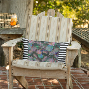 Distressed Stripe Dark Pineapple Throw Pillow
