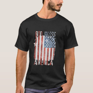 Distressed Style American Flag God Bless America  T-Shirt