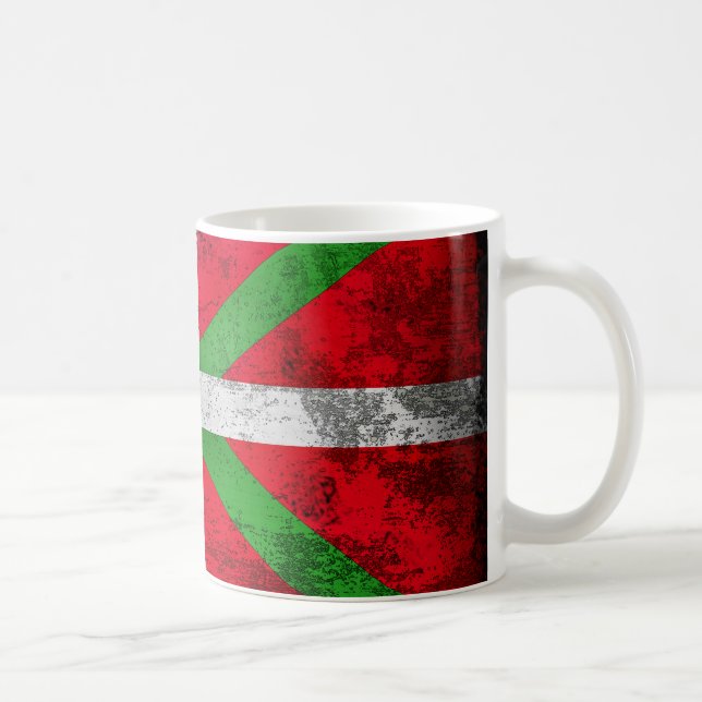 Distressed style Basque flag: Ikurriña, Coffee Mug (Right)