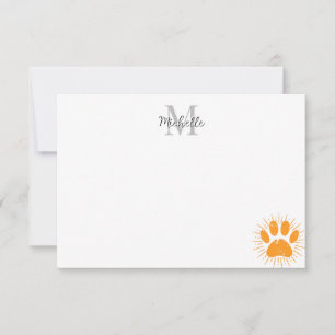 Distressed Sunbeam Dog Paw Personalized Monogram Card
