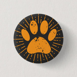 Distressed Sunbeam Dog Paw Print  1 Inch Round Button