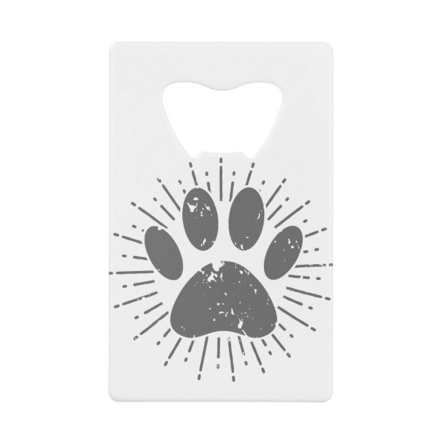 Distressed Sunbeam Dog Paw Print Credit Card Bottle Opener (Front)