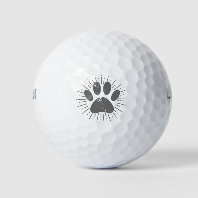 Distressed Sunbeam Dog Paw Print Golf Balls (Front)