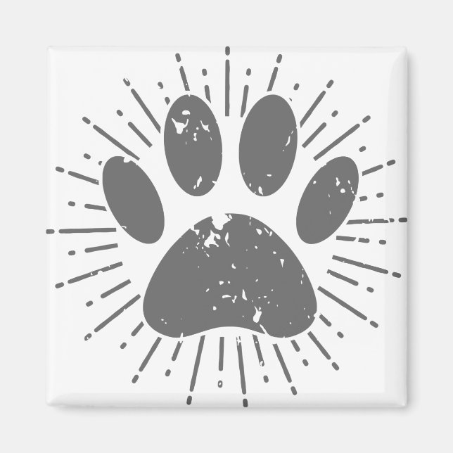 Distressed Sunbeam Dog Paw Print Magnet (Front)