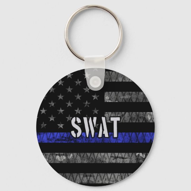 Distressed SWAT Police Flag Keychain (Front)