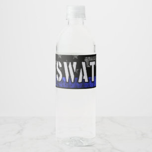 Distressed SWAT Police Flag Water Bottle Label