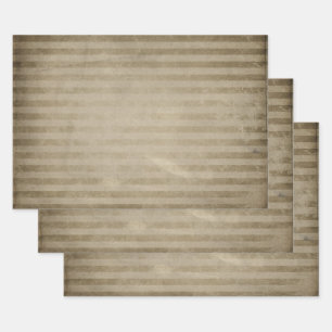 Distressed Tan Stripes Wrapping Paper Sheet
