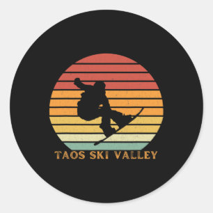 Distressed Taos Ski Valley New Mexico Snowboarding Classic Round Sticker