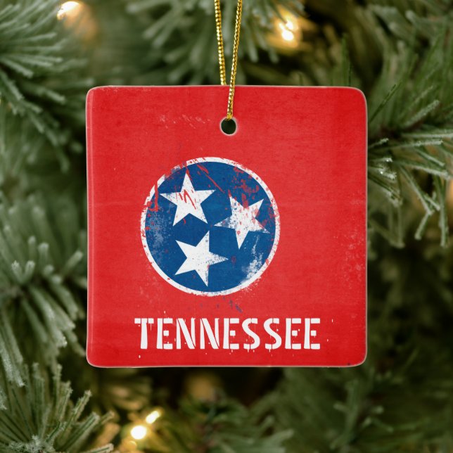 Distressed Tennessee Flag   Ceramic Ornament (Tree)