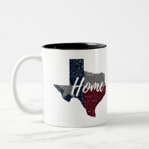Distressed Texas Flag Home Two-Tone Coffee Mug