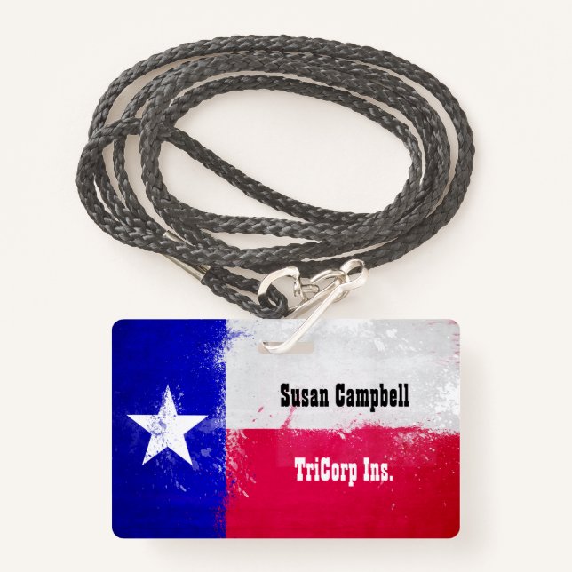 Distressed Texas State Flag Badge (Front with Lanyard)