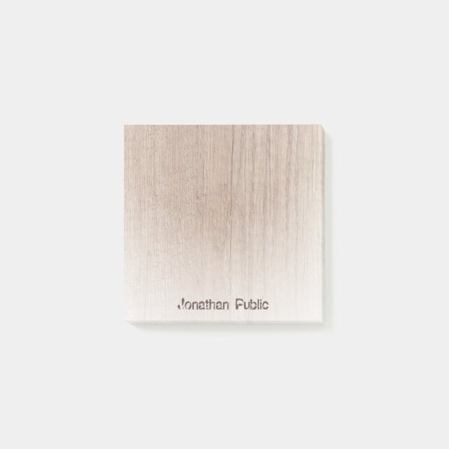 Distressed Text Template Modern Elegant Wood Look Post-it Notes (Front)