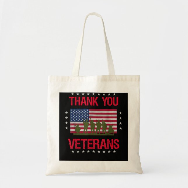 Distressed Thank You Veterans Military Memorial Da Tote Bag (Front)