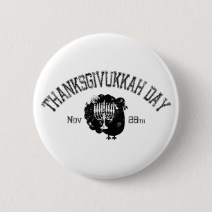 Distressed Thanksgivukkah Day Turkey Menorah 2 Inch Round Button
