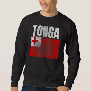Distressed Tonga Flag Graphic For Men Women Kids T Sweatshirt