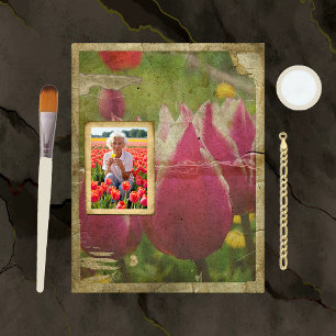 Distressed Tulips Scrapbook Paper