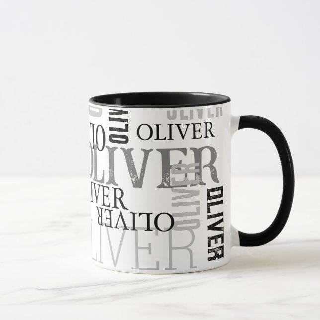 Distressed Typography black-and-white Mug (Right)