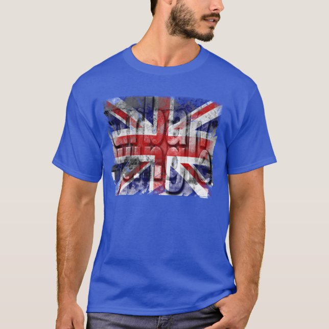 Distressed u.k flag Digital Art Urban Jungle T-Shirt (Front)