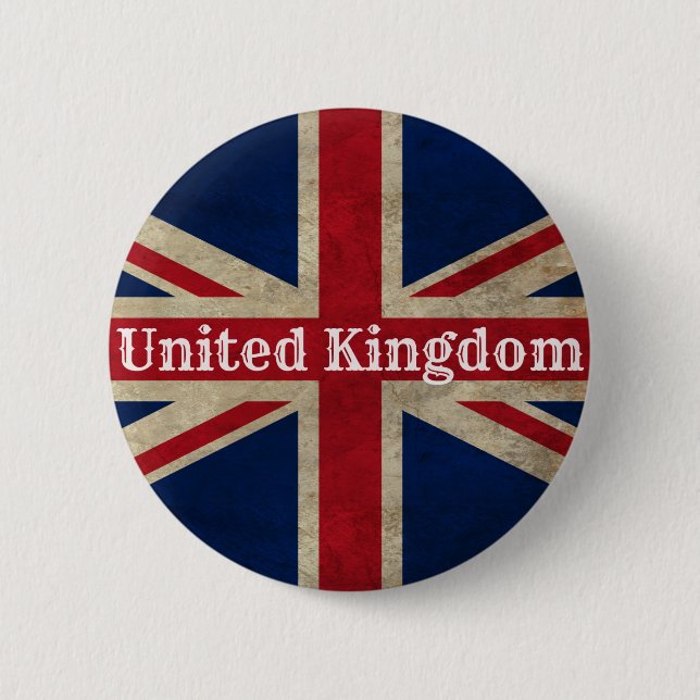 Distressed UK Flag 2 Inch Round Button (Front)