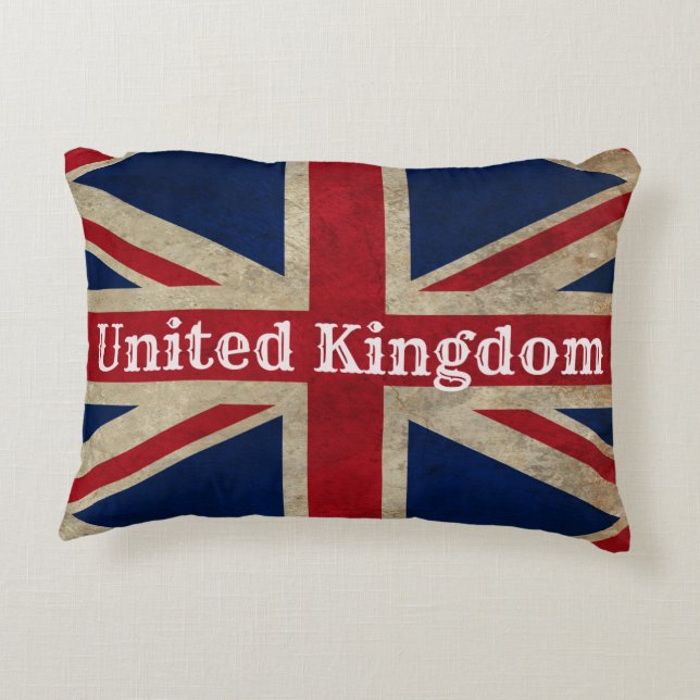 Distressed UK Flag Decorative Pillow (Back)