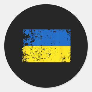 Distressed Ukraine Flag Blue Yellow Patriotic Supp Classic Round Sticker