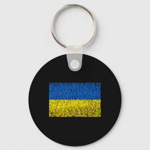 Distressed Ukraine Flag Blue Yellow Patriotic Supp Keychain