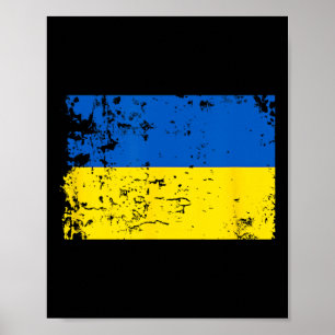 Distressed Ukraine Flag Blue Yellow Patriotic Supp Poster