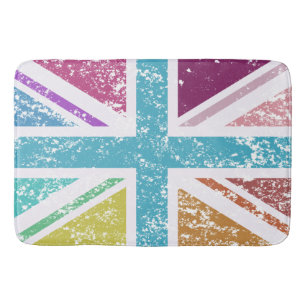 Distressed Union Flag Multicolored Bath Mat