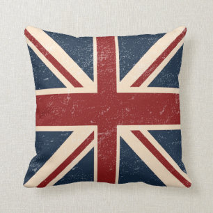 Distressed Union Jack British Flag Throw Pillow