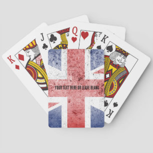 Distressed Union Jack design. Customize text   Playing Cards