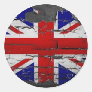 Distressed Union Jack Flag Classic Round Sticker