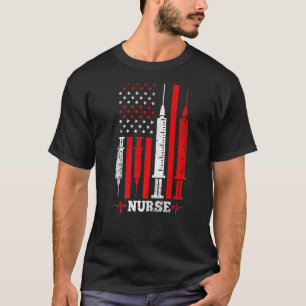 Distressed Us American Flag Nurse Stethoscope Nurs T-Shirt