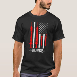 Distressed Us American Flag Nurse Stethoscope Week T-Shirt