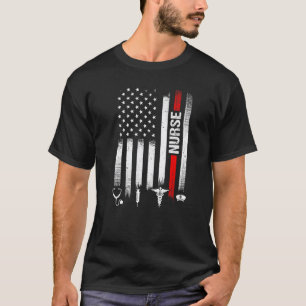 Distressed Us American Flag Nurse Stethoscope Week T-Shirt
