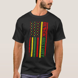 Distressed Us Flag - Black History Is American His T-Shirt