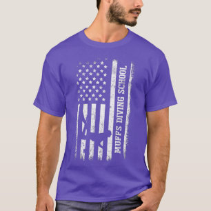 Distressed US Flag Muffs Diving School Muff Divers T-Shirt