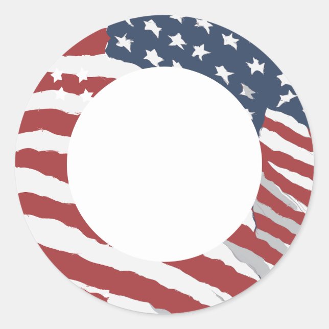 Distressed US Flag with Custom Text Classic Round Sticker (Front)