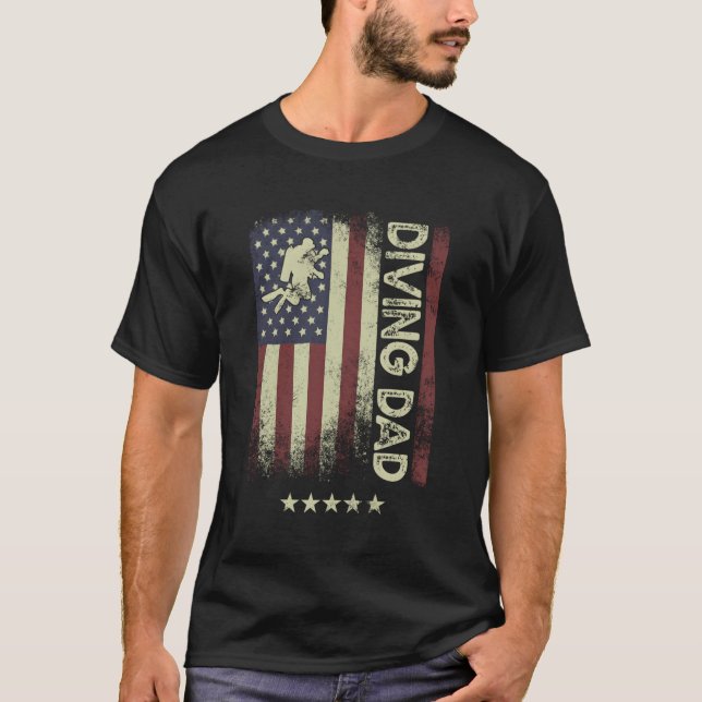 Distressed Usa American Flag Diving Dad Father'S D T-Shirt (Front)