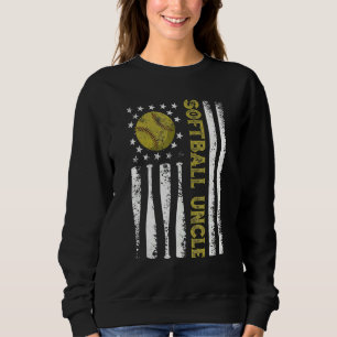 Distressed Usa American Flag Softball Uncle Father Sweatshirt