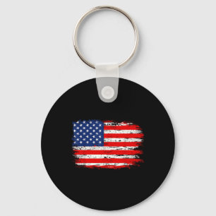 Distressed Usa Flag American 4th Of July Gift Men  Keychain