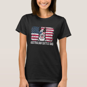 Distressed Usa Flag Australian Cattle Dad Fathers T-Shirt