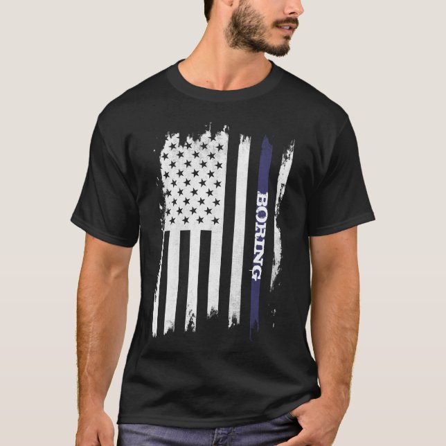 Distressed USA Flag Blue Stripe Personalized Name T-Shirt (Front)